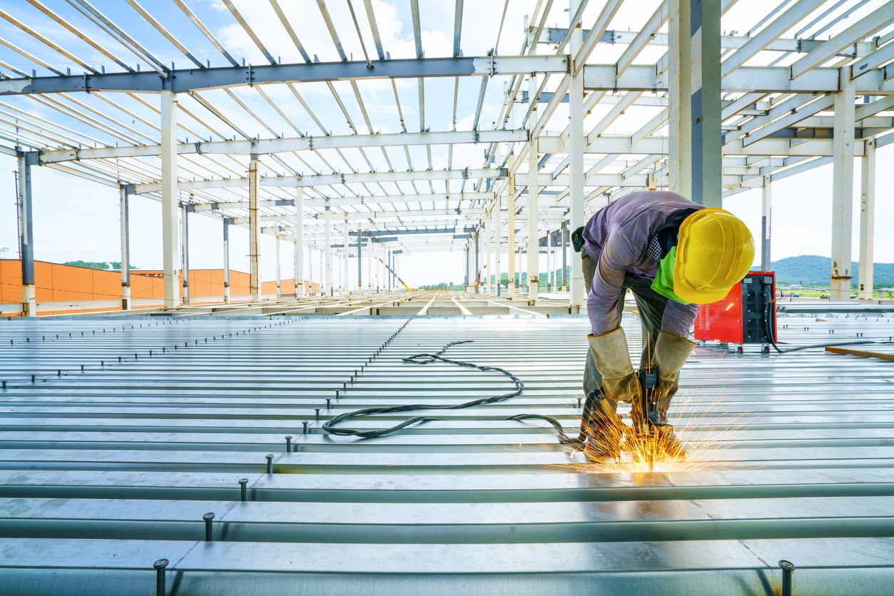 Welder fixing floor.